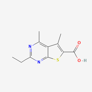 molecular formula C11H12N2O2S B2903424 2-Ethyl-4,5-dimethylthieno[2,3-d]pyrimidine-6-carboxylic acid CAS No. 929975-02-0