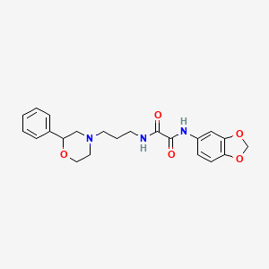 molecular formula C22H25N3O5 B2903426 N1-(benzo[d][1,3]dioxol-5-yl)-N2-(3-(2-phenylmorpholino)propyl)oxalamide CAS No. 954004-80-9