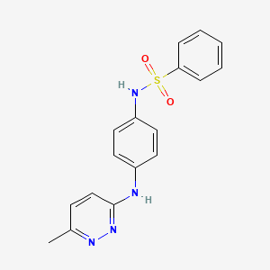 molecular formula C17H16N4O2S B2903430 N-(4-((6-methylpyridazin-3-yl)amino)phenyl)benzenesulfonamide CAS No. 1172876-85-5