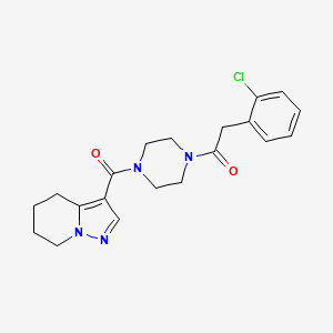 molecular formula C20H23ClN4O2 B2903431 2-(2-Chlorophenyl)-1-(4-(4,5,6,7-tetrahydropyrazolo[1,5-a]pyridine-3-carbonyl)piperazin-1-yl)ethanone CAS No. 2034452-90-7