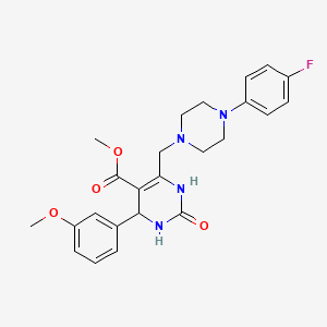 molecular formula C24H27FN4O4 B2903433 Methyl 6-{[4-(4-fluorophenyl)piperazin-1-yl]methyl}-4-(3-methoxyphenyl)-2-oxo-1,2,3,4-tetrahydropyrimidine-5-carboxylate CAS No. 1252900-09-6