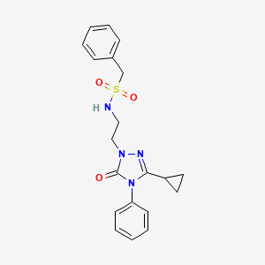 molecular formula C20H22N4O3S B2903437 N-(2-(3-cyclopropyl-5-oxo-4-phenyl-4,5-dihydro-1H-1,2,4-triazol-1-yl)ethyl)-1-phenylmethanesulfonamide CAS No. 1396683-54-7