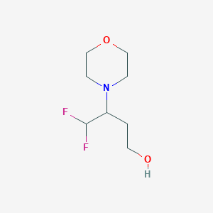 molecular formula C8H15F2NO2 B2903438 4,4-Difluoro-3-(morpholin-4-yl)butan-1-ol CAS No. 2174007-83-9