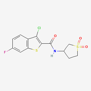 molecular formula C13H11ClFNO3S2 B2903450 3-chloro-N-(1,1-dioxidotetrahydrothiophen-3-yl)-6-fluorobenzo[b]thiophene-2-carboxamide CAS No. 620571-68-8