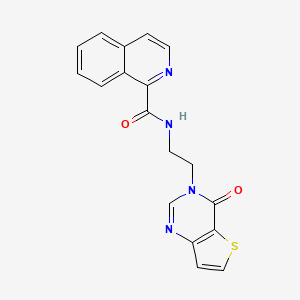 molecular formula C18H14N4O2S B2903455 N-(2-(4-oxothieno[3,2-d]pyrimidin-3(4H)-yl)ethyl)isoquinoline-1-carboxamide CAS No. 2034546-22-8