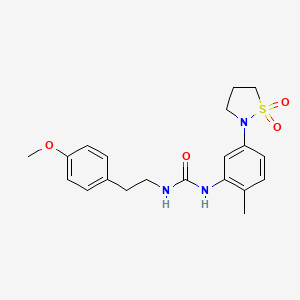 molecular formula C20H25N3O4S B2903456 1-(5-(1,1-Dioxidoisothiazolidin-2-yl)-2-methylphenyl)-3-(4-methoxyphenethyl)urea CAS No. 1203071-65-1