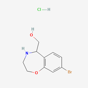 molecular formula C10H13BrClNO2 B2903467 (8-Bromo-2,3,4,5-tetrahydro-1,4-benzoxazepin-5-yl)methanol;hydrochloride CAS No. 2416228-86-7