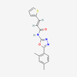 (E)-N-(5-(2,4-dimethylphenyl)-1,3,4-oxadiazol-2-yl)-3-(thiophen-2-yl)acrylamide