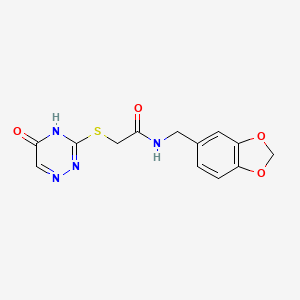 molecular formula C13H12N4O4S B2903476 N-(benzo[d][1,3]dioxol-5-ylmethyl)-2-((5-oxo-4,5-dihydro-1,2,4-triazin-3-yl)thio)acetamide CAS No. 872628-51-8
