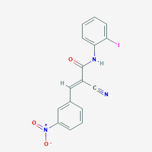 molecular formula C16H10IN3O3 B2903478 (2E)-2-cyano-N-(2-iodophenyl)-3-(3-nitrophenyl)prop-2-enamide CAS No. 358995-56-9