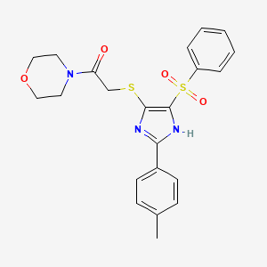 molecular formula C22H23N3O4S2 B2903480 1-morpholino-2-((4-(phenylsulfonyl)-2-(p-tolyl)-1H-imidazol-5-yl)thio)ethanone CAS No. 1021132-95-5