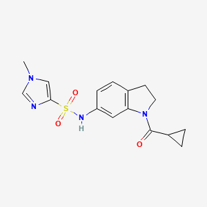 molecular formula C16H18N4O3S B2903508 N-(1-(cyclopropanecarbonyl)indolin-6-yl)-1-methyl-1H-imidazole-4-sulfonamide CAS No. 1428366-65-7
