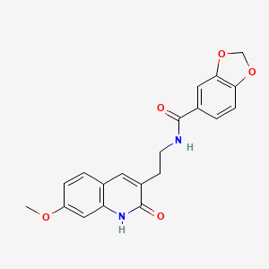 molecular formula C20H18N2O5 B2903526 N-(2-(7-methoxy-2-oxo-1,2-dihydroquinolin-3-yl)ethyl)benzo[d][1,3]dioxole-5-carboxamide CAS No. 851406-03-6