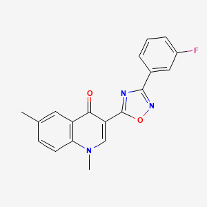molecular formula C19H14FN3O2 B2903527 3-[3-(3-fluorophenyl)-1,2,4-oxadiazol-5-yl]-1,6-dimethylquinolin-4(1H)-one CAS No. 1207046-55-6