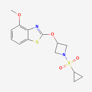 molecular formula C14H16N2O4S2 B2903534 2-((1-(Cyclopropylsulfonyl)azetidin-3-yl)oxy)-4-methoxybenzo[d]thiazole CAS No. 1421525-46-3