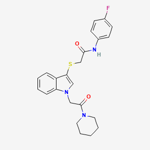 N-(4-fluorophenyl)-2-({1-[2-oxo-2-(piperidin-1-yl)ethyl]-1H-indol-3-yl}sulfanyl)acetamide