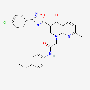 molecular formula C28H24ClN5O3 B2903540 2-(3-(3-(4-chlorophenyl)-1,2,4-oxadiazol-5-yl)-7-methyl-4-oxo-1,8-naphthyridin-1(4H)-yl)-N-(4-isopropylphenyl)acetamide CAS No. 1112332-14-5