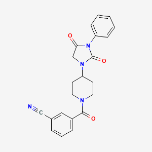 molecular formula C22H20N4O3 B2903541 3-(4-(2,4-Dioxo-3-phenylimidazolidin-1-yl)piperidine-1-carbonyl)benzonitrile CAS No. 2034604-22-1