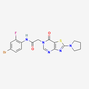 molecular formula C17H15BrFN5O2S B2903549 N-(4-bromo-2-fluorophenyl)-2-(7-oxo-2-(pyrrolidin-1-yl)thiazolo[4,5-d]pyrimidin-6(7H)-yl)acetamide CAS No. 1223861-67-3