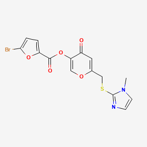 molecular formula C15H11BrN2O5S B2903551 6-(((1-methyl-1H-imidazol-2-yl)thio)methyl)-4-oxo-4H-pyran-3-yl 5-bromofuran-2-carboxylate CAS No. 896311-39-0
