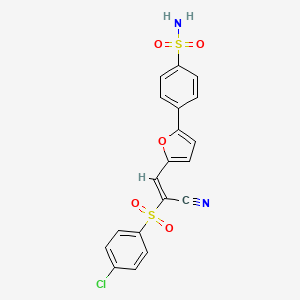 molecular formula C19H13ClN2O5S2 B2903555 (E)-4-(5-(2-((4-chlorophenyl)sulfonyl)-2-cyanovinyl)furan-2-yl)benzenesulfonamide CAS No. 620576-04-7
