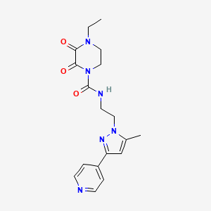 molecular formula C18H22N6O3 B2903567 4-ethyl-N-(2-(5-methyl-3-(pyridin-4-yl)-1H-pyrazol-1-yl)ethyl)-2,3-dioxopiperazine-1-carboxamide CAS No. 2034584-89-7