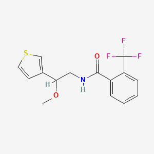 molecular formula C15H14F3NO2S B2903573 N-(2-methoxy-2-(thiophen-3-yl)ethyl)-2-(trifluoromethyl)benzamide CAS No. 1448070-09-4