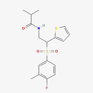 N-(2-((4-fluoro-3-methylphenyl)sulfonyl)-2-(thiophen-2-yl)ethyl)isobutyramide