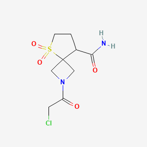 molecular formula C9H13ClN2O4S B2903600 2-(2-Chloroacetyl)-5,5-dioxo-5lambda6-thia-2-azaspiro[3.4]octane-8-carboxamide CAS No. 2411295-55-9