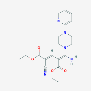 molecular formula C20H25N5O4 B2903603 Diethyl 4-{amino[4-(2-pyridinyl)piperazino]methylene}-2-cyano-2-pentenedioate CAS No. 338406-36-3