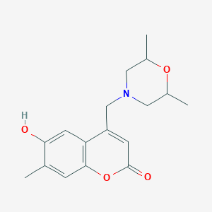 molecular formula C17H21NO4 B2903604 4-((2,6-dimethylmorpholino)methyl)-6-hydroxy-7-methyl-2H-chromen-2-one CAS No. 859859-02-2