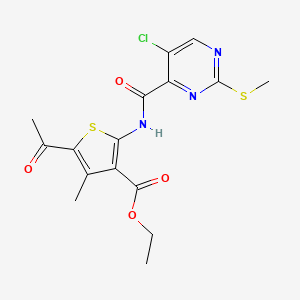 Ethyl 5-acetyl-2-[(5-chloro-2-methylsulfanylpyrimidine-4-carbonyl)amino]-4-methylthiophene-3-carboxylate