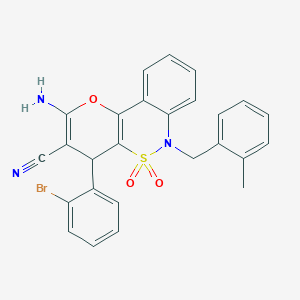 molecular formula C26H20BrN3O3S B2903620 2-Amino-4-(2-bromophenyl)-6-(2-methylbenzyl)-4,6-dihydropyrano[3,2-c][2,1]benzothiazine-3-carbonitrile 5,5-dioxide CAS No. 893300-50-0