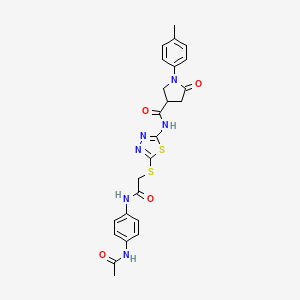 N-(5-((2-((4-acetamidophenyl)amino)-2-oxoethyl)thio)-1,3,4-thiadiazol-2-yl)-5-oxo-1-(p-tolyl)pyrrolidine-3-carboxamide
