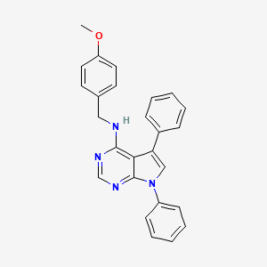 molecular formula C26H22N4O B2903626 N-(4-methoxybenzyl)-5,7-diphenyl-7H-pyrrolo[2,3-d]pyrimidin-4-amine CAS No. 477226-16-7
