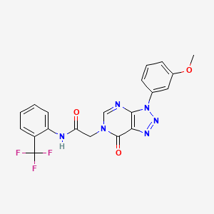 molecular formula C20H15F3N6O3 B2903638 2-(3-(3-methoxyphenyl)-7-oxo-3H-[1,2,3]triazolo[4,5-d]pyrimidin-6(7H)-yl)-N-(2-(trifluoromethyl)phenyl)acetamide CAS No. 847385-68-6