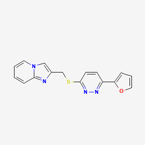 molecular formula C16H12N4OS B2903640 2-(((6-(Furan-2-yl)pyridazin-3-yl)thio)methyl)imidazo[1,2-a]pyridine CAS No. 1206985-55-8