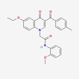 molecular formula C28H26N2O5 B2903641 2-(6-ethoxy-3-(4-methylbenzoyl)-4-oxoquinolin-1(4H)-yl)-N-(2-methoxyphenyl)acetamide CAS No. 898343-56-1