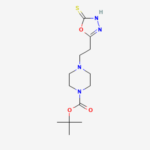 molecular formula C13H22N4O3S B2903652 Tert-butyl 4-(2-(5-mercapto-1,3,4-oxadiazol-2-yl)ethyl)piperazine-1-carboxylate CAS No. 2034468-89-6