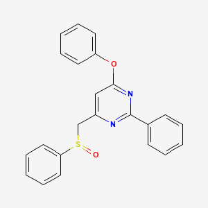 molecular formula C23H18N2O2S B2903661 4-(Benzenesulfinylmethyl)-6-phenoxy-2-phenylpyrimidine CAS No. 477710-02-4