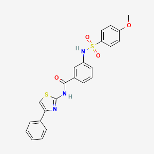 molecular formula C23H19N3O4S2 B2903662 3-(4-methoxyphenylsulfonamido)-N-(4-phenylthiazol-2-yl)benzamide CAS No. 1105204-31-6