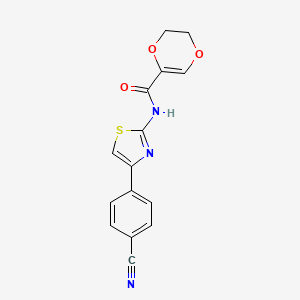 N-(4-(4-cyanophenyl)thiazol-2-yl)-5,6-dihydro-1,4-dioxine-2-carboxamide
