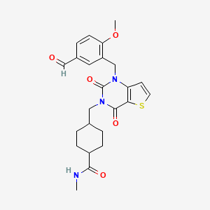 4-((1-(5-formyl-2-methoxybenzyl)-2,4-dioxo-1,2-dihydrothieno[3,2-d]pyrimidin-3(4H)-yl)methyl)-N-methylcyclohexanecarboxamide