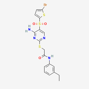 2-((4-amino-5-((5-bromothiophen-2-yl)sulfonyl)pyrimidin-2-yl)thio)-N-(3-ethylphenyl)acetamide