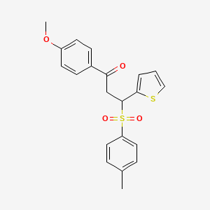 molecular formula C21H20O4S2 B2903689 1-(4-Methoxyphenyl)-3-(thiophen-2-yl)-3-tosylpropan-1-one CAS No. 315241-69-1