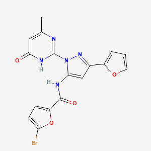 molecular formula C17H12BrN5O4 B2903705 5-bromo-N-(3-(furan-2-yl)-1-(4-methyl-6-oxo-1,6-dihydropyrimidin-2-yl)-1H-pyrazol-5-yl)furan-2-carboxamide CAS No. 1207051-41-9