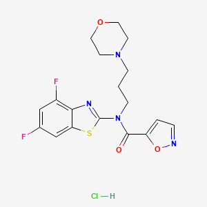 molecular formula C18H19ClF2N4O3S B2903717 N-(4,6-difluorobenzo[d]thiazol-2-yl)-N-(3-morpholinopropyl)isoxazole-5-carboxamide hydrochloride CAS No. 1185098-10-5