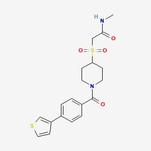 molecular formula C19H22N2O4S2 B2903720 N-methyl-2-((1-(4-(thiophen-3-yl)benzoyl)piperidin-4-yl)sulfonyl)acetamide CAS No. 1798460-99-7