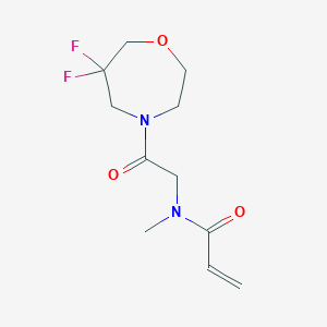 molecular formula C11H16F2N2O3 B2903726 N-[2-(6,6-Difluoro-1,4-oxazepan-4-yl)-2-oxoethyl]-N-methylprop-2-enamide CAS No. 2198563-52-7