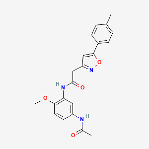molecular formula C21H21N3O4 B2903727 N-(5-acetamido-2-methoxyphenyl)-2-(5-(p-tolyl)isoxazol-3-yl)acetamide CAS No. 946226-81-9